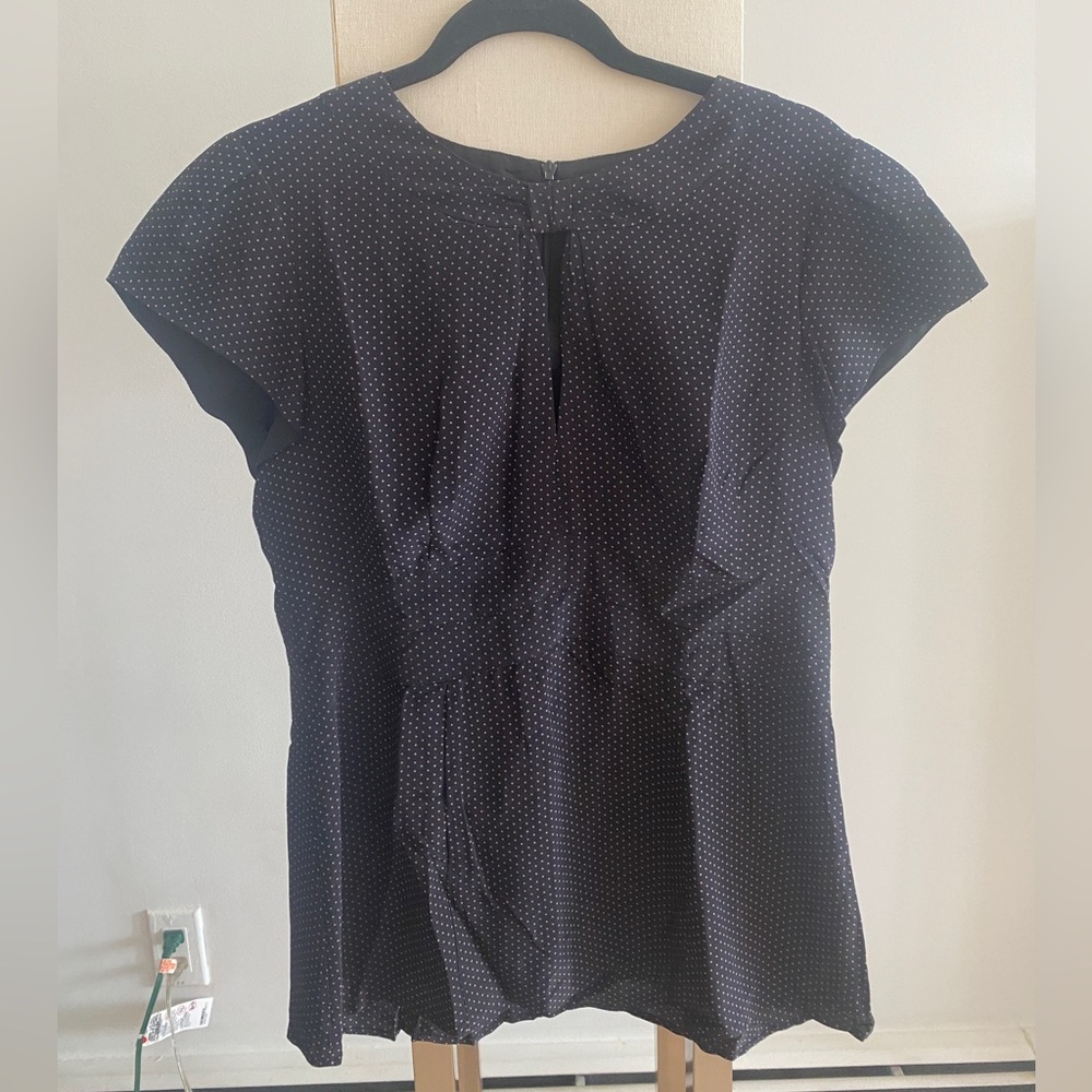 Nanette Lepore Short Sleeve Poka Dot Blouse